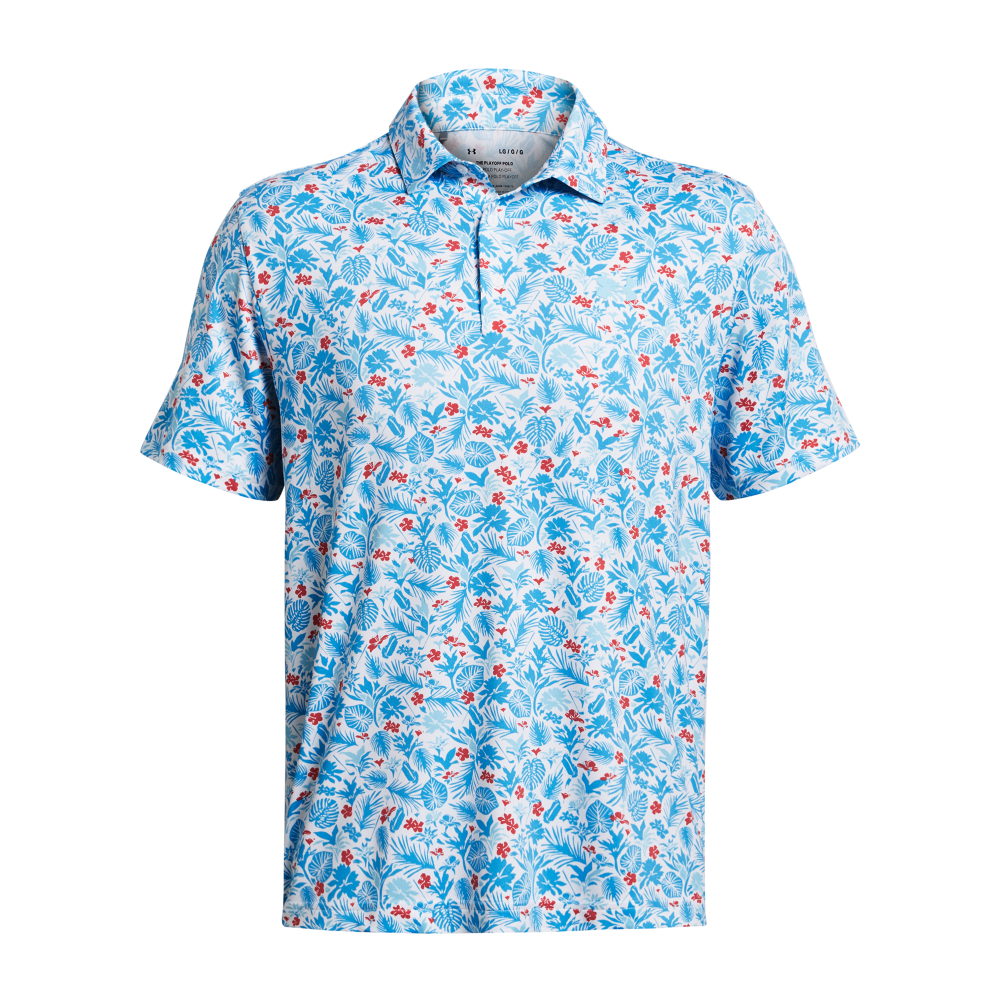 Men's UNDER ARMOUR Playoff 3.0 Printed Polo White/Sky Blue - MB ...
